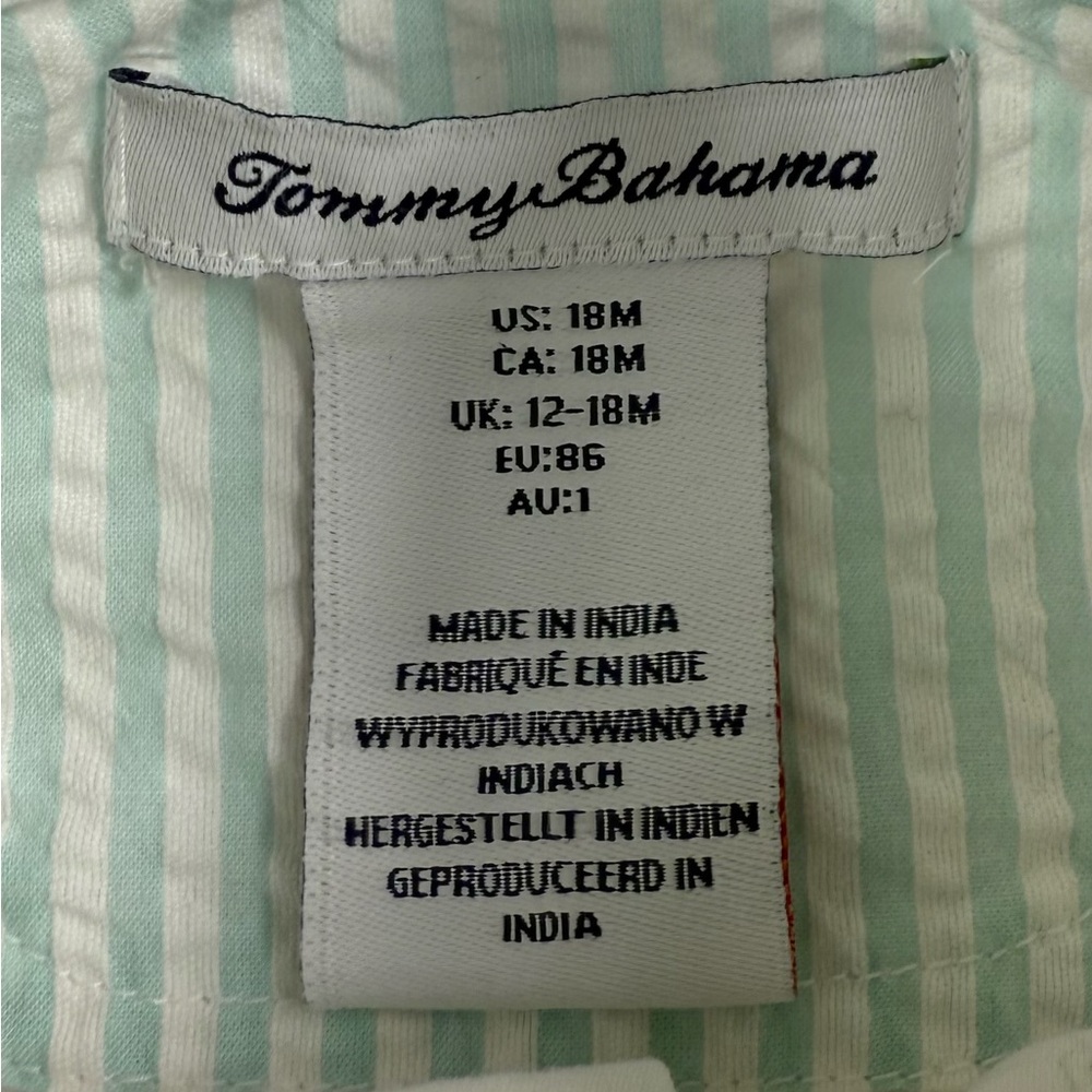 TOMMY BAHAMA Baby Boy's Seersucker Rabbit Printed Onesie with Bowtie Size‎ 18M - Picture 8 of 8